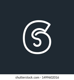 number 6 logo with monoline style. minimalist Modern Logo Technology for Business - vector