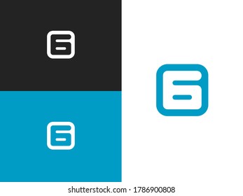 Number 6 logo in square rounded shape. Blue isolated icon design template element. Minimalist style button design. Simple vector illustration.