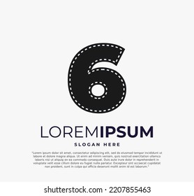 Number 6 logo for strip film vector illustration and white background