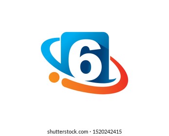 Number 6 logo or symbol template design