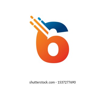 Number 6 logo or symbol template design
