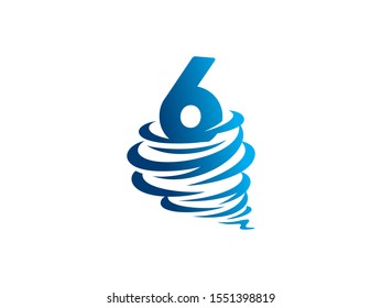 Number 6 logo or symbol template design