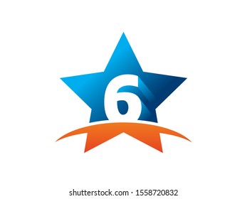 Number 6 logo or symbol template design