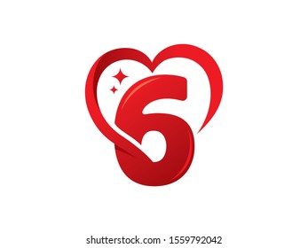 Number 6 logo or symbol template design