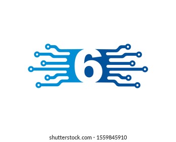 Number 6 logo or symbol template design