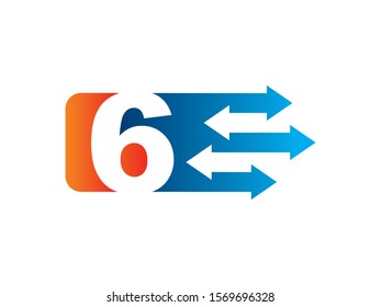 Number 6 logo or symbol template design