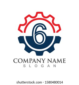 Number 6 logo or symbol template design creative