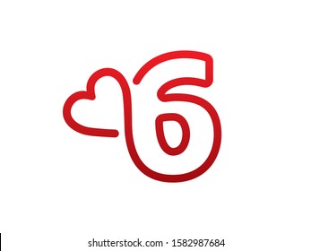 Number 6 logo or symbol template design