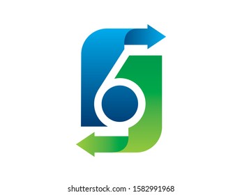 Number 6 logo or symbol template design