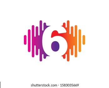 Number 6 logo or symbol template design
