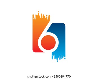 Number 6 logo or symbol template design