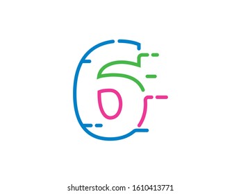 Number 6 logo or symbol template design