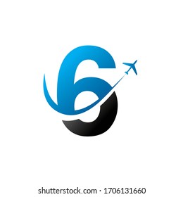 Number 6 logo or symbol template design