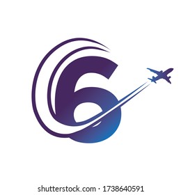Number 6 Logo or Symbol Template Design