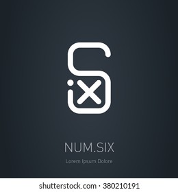 Number 6 logo template. Vector logotype or design element.