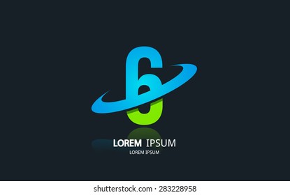 Number 6 logo. Vector logotype design.