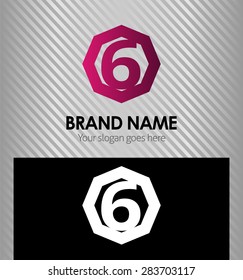 Number 6 logo. Vector logotype design
