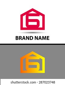 Number 6 logo. Vector logotype design with house icon
