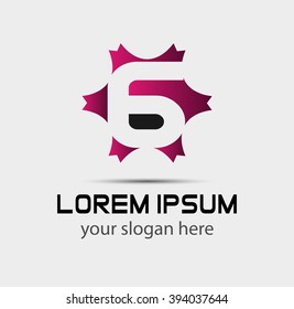 Number 6 logo. Vector logotype design.
