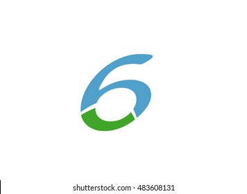 Number 6 logo. Vector logotype design.
