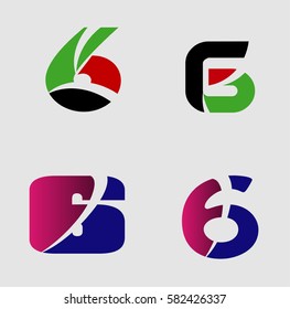 Number 6 logo. Vector logotype design set
