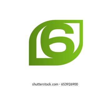 Number 6 logo. Vector logotype design.
