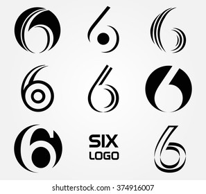 Number 6 logo.Vector logo design.