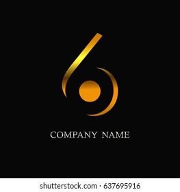 Number 6 logo.Vector logo template.