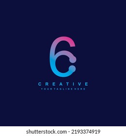 Number 6 luxury logo template design with blue and purple color gradations. number 6 vectors. premium design number 6