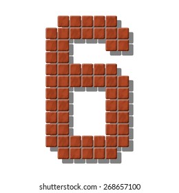 Number 6 made from  realistic stone tiles