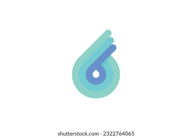 Número 6 Plantillas de diseño de logotipo moderno Color del degradado azul