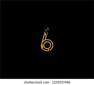 Number 6 monogram linear shape luxury flourishes ornament design logo