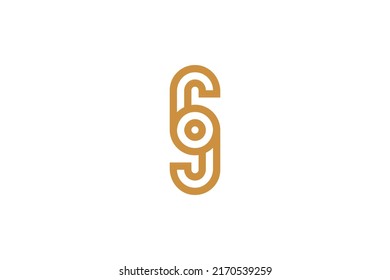 Número 6 Vector de logotipos monolíneos