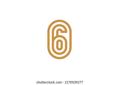 Number 6 Monoline Logo Vector