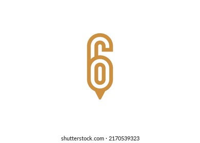 Number 6 Monoline Logo Vector