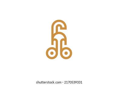 Number 6 Monoline Logo Vector