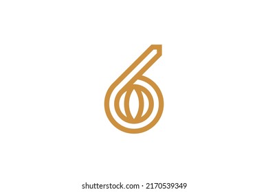 Number 6 Monoline Logo Vector