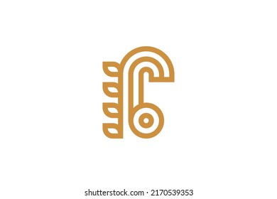 Number 6 Monoline Logo Vector