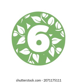 Number 6 natural hand drawn glyph icon. Six symbol vector clip art