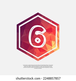 number 6 on colorful polygon vector design template with white background