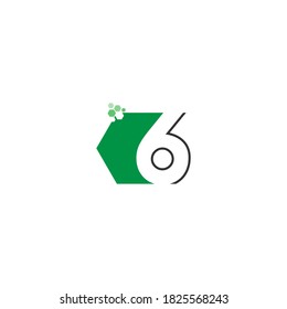 Number 6 on hexagon icon design concept