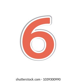 Number 6 on white background. Vector illustration
