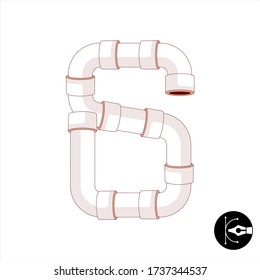 Number 6 pipeline cartoon vector.