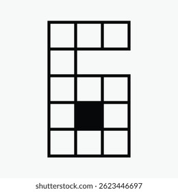 number 6 pixel art icon vector illustration.