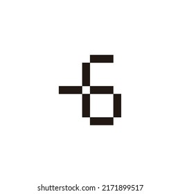 Number 6 plus, squares geometric symbol simple logo vector