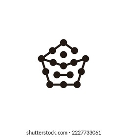 Number 6 polygon, molecules geometric symbol simple logo vector