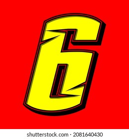 Number 6 race icon vector. Simple racing number. Flat design, Editable. Vector Illustration EPS 10