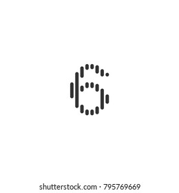 Number 6 rain line style icon logo