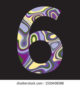 Number 6 in random color can be used for printing on round neck casual shirts and for so many purposes