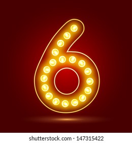  Number 6 with realistic lamp, vector illustration. can be used for christmas / happy birthday / happy new year and more.